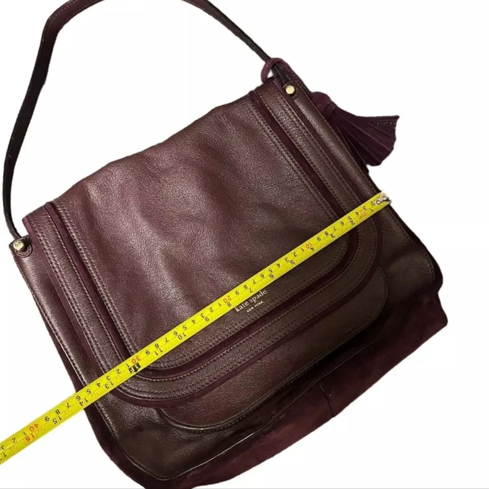 Kate Spade Rianne Pratt Street Burgundy Leather/Suede Tassel Crossbody Handbag